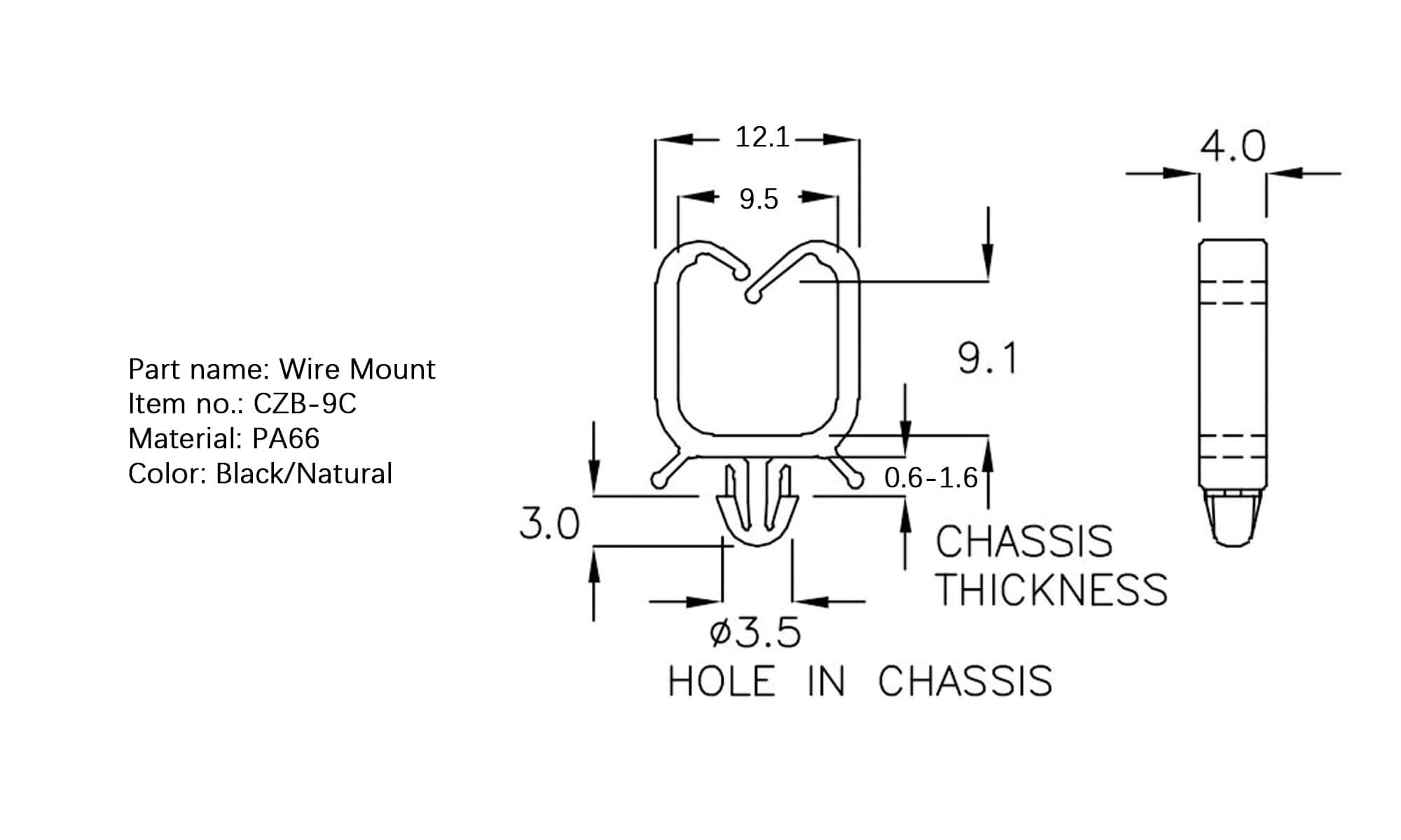 Plastic Wire Mount CZB-9C